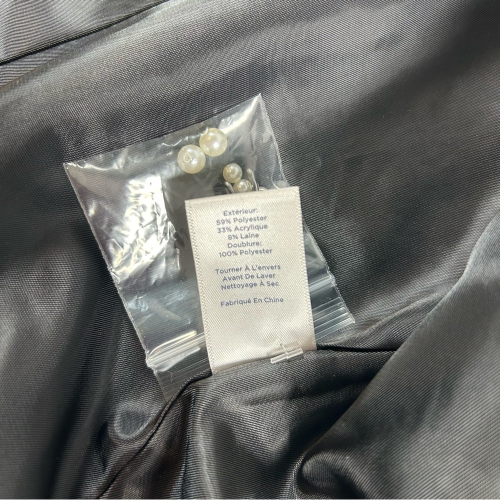 RSVP by Talbots Women’s Black Tweed Pearl-Trim Jacket Elegant Topper Size 10P - Picture 6 of 16